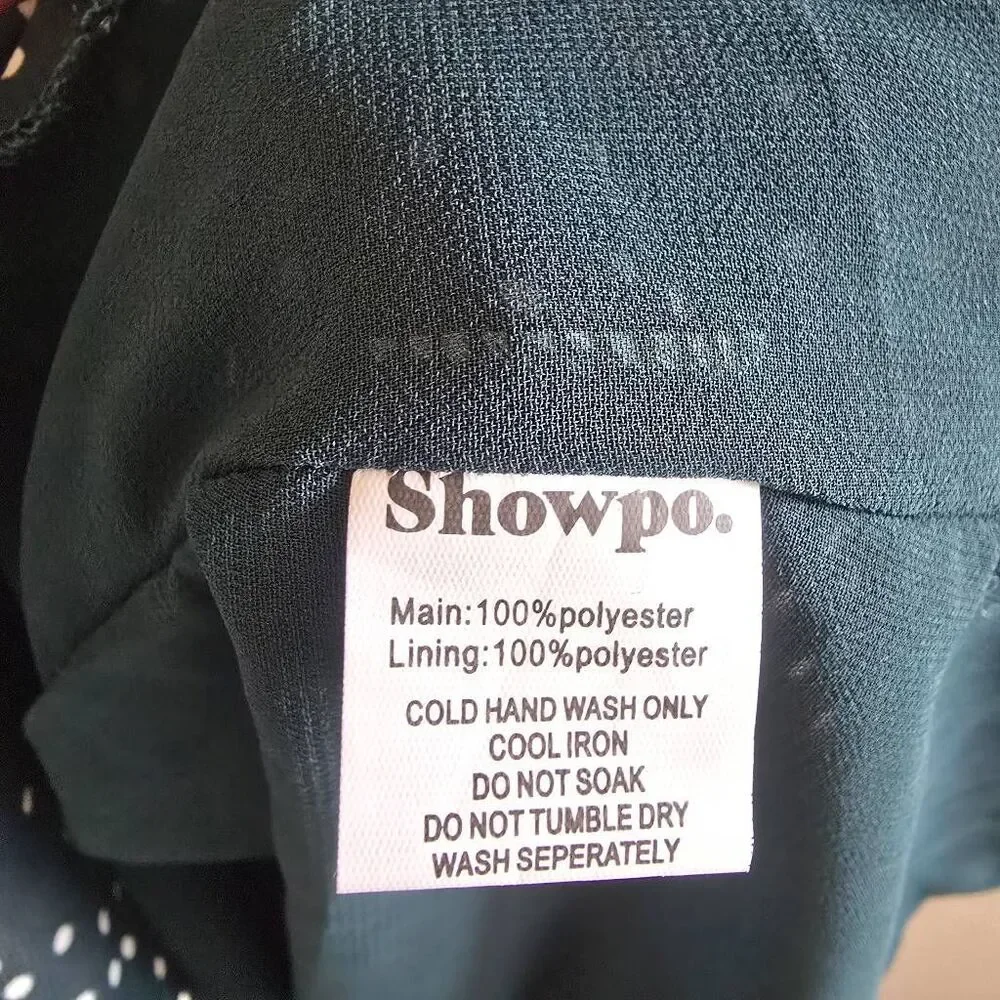 Showpo. Mini Dress Keep it Smart Long Sleeve in Emerald Spot Polka Dot Size 14